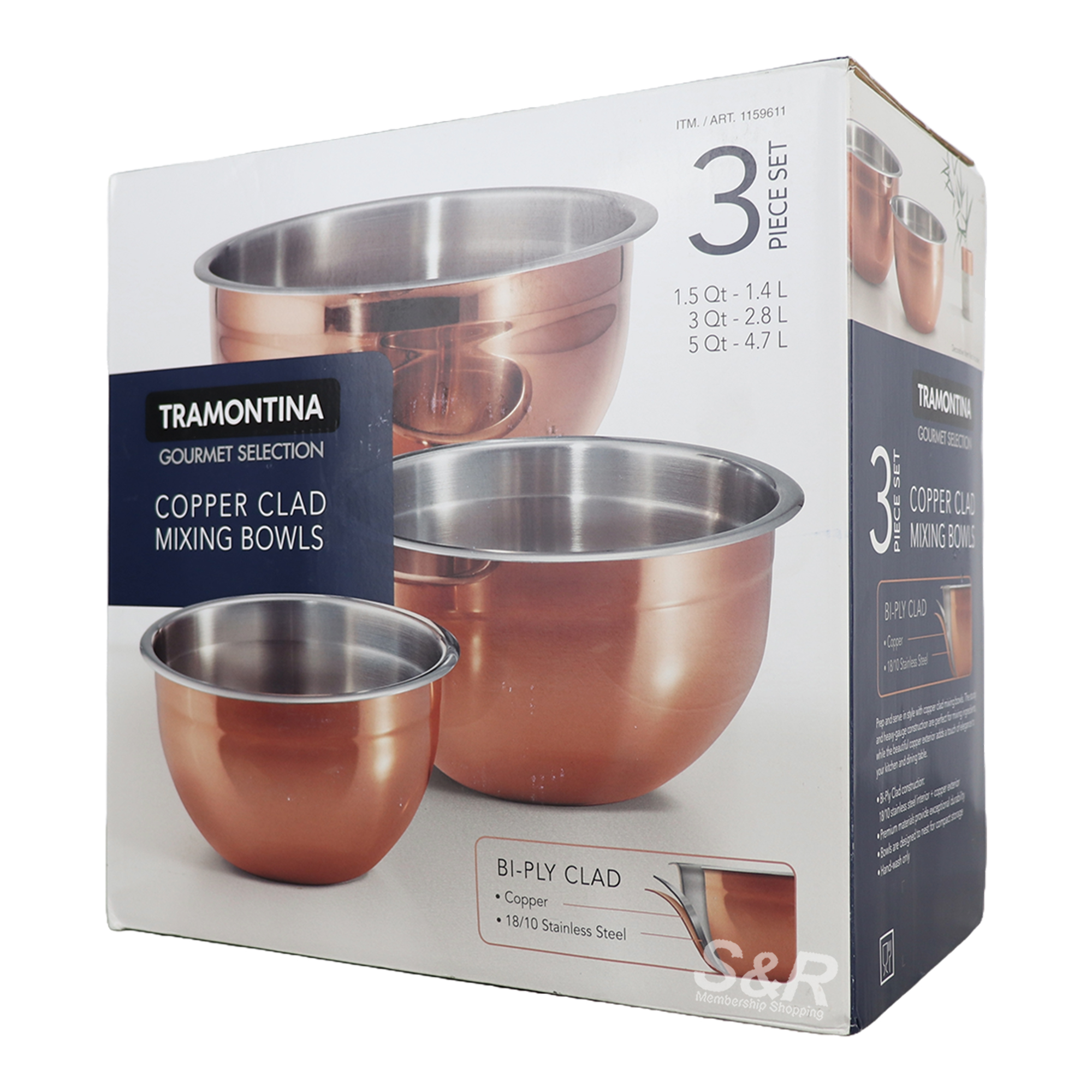 Tramontina Copper Clad Mixing Bowls 3pcs